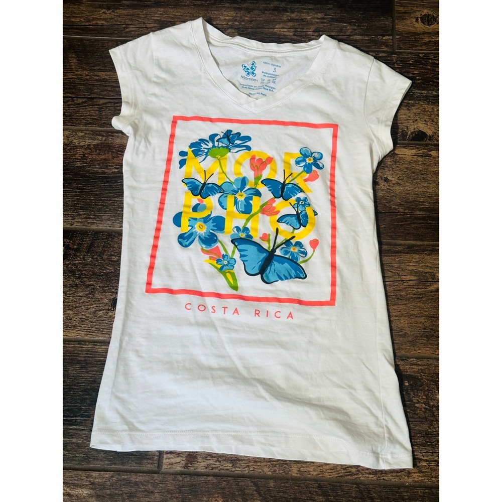 Costa Rica - White Graphic T-Shirt Women's Small  - 100% Cotton S - V Neck